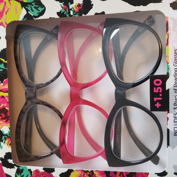 Betsey Johnson Set of 3 Cats Eye Reading Glasses +1.50 Strength - Picture 5 of 12